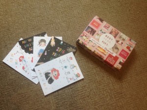 Birchbox packaging for January 2016 with illustrated post cards Birchbox Vs Glossybox