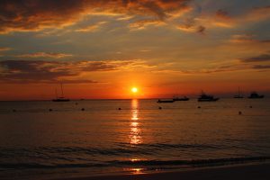 Beautiful orange Jamaican evening sunset
